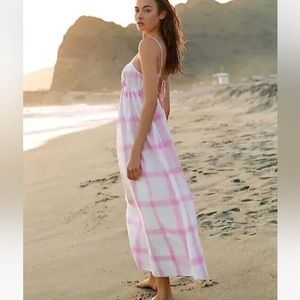 Anthropologie Maeve Maxi Dress Purple Plaid